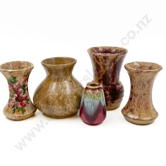 Five Small Crown Lynn Vases