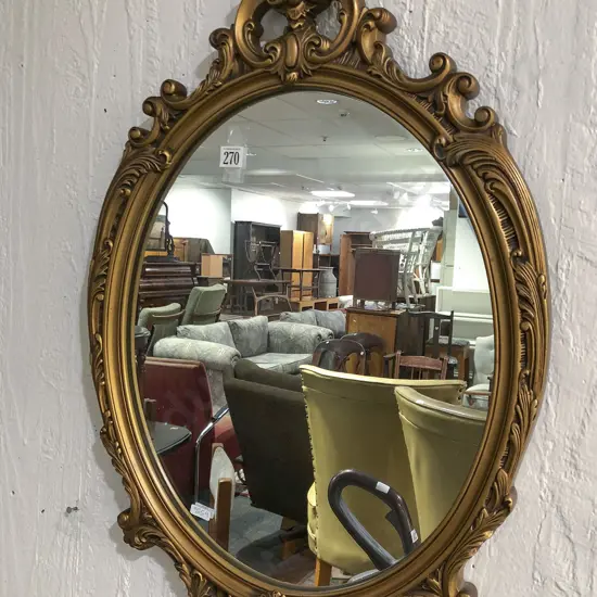 Gomme Furniture Made Ornate Gilt Frames Oval Wall Mirror