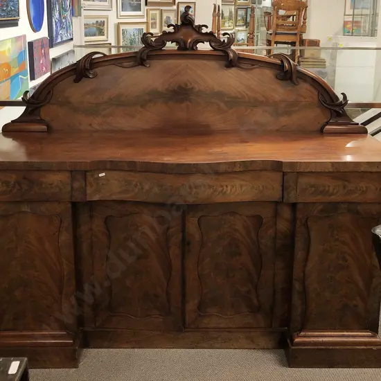 Victorian Flame Veneer Serpentine Front Sideboard