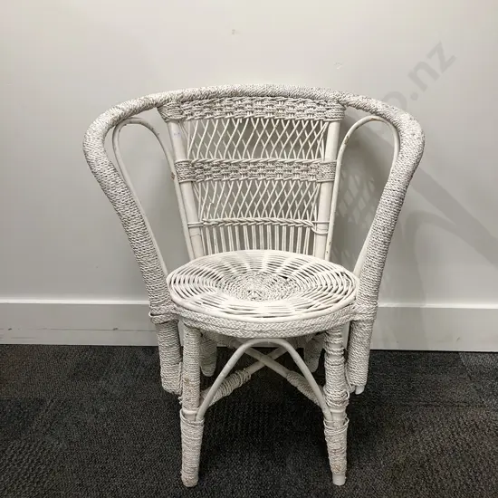 White Painted Wicker Chair