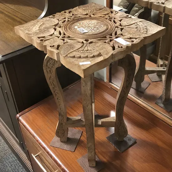 Small Carved and Inlaid Occasional Table