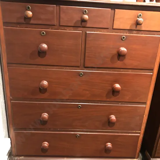Eight Drawer Kauri Chest of Drawers (Damage To One Drawer Handle and Borer)