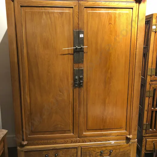 Chinese Fruitwood Two Drawer Cabinet