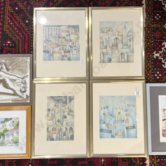 Four Paolo Grimaldi Limited Edition Prints Together With Three Small Watercolors (7)
