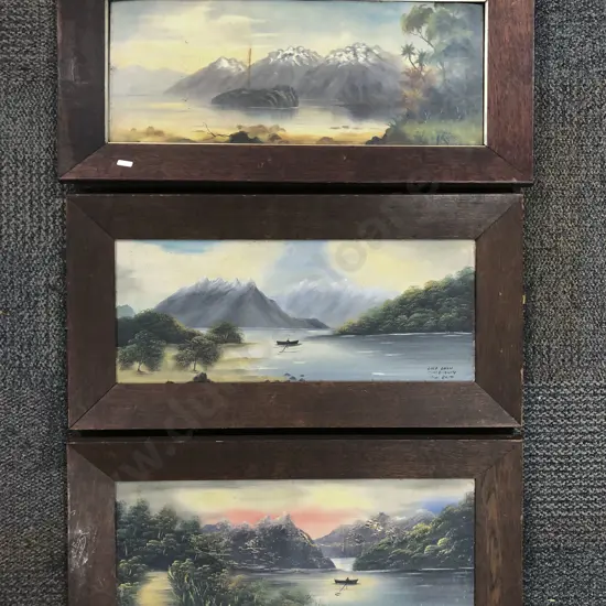Three Vintage Oak Framed Prints