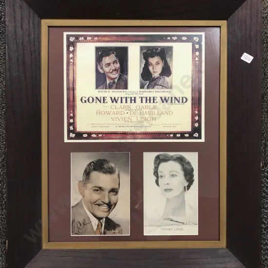 Gone With The Wind Autograph Display in Oak Frame