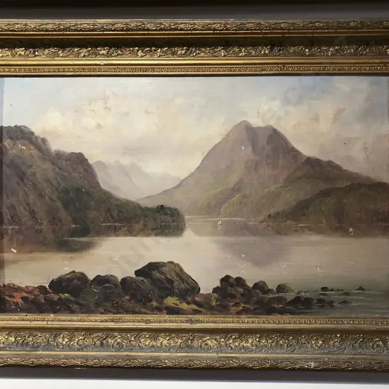 Gilt Framed Colonial Oil Signed R.