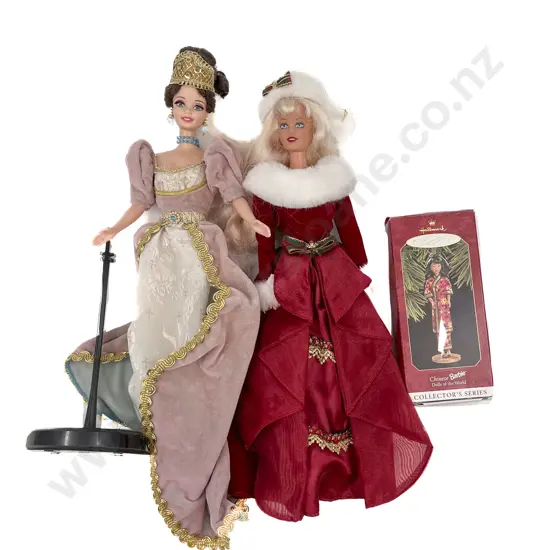 Two Unboxed Barbies and Keepsake Barbie Christmas Tree Decoration