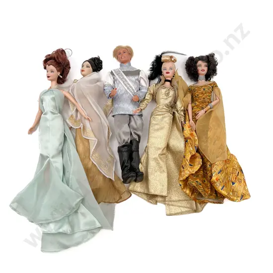 Four Unboxed Barbies and Ken