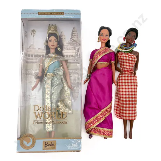 2003 Dolls of the World Princess of Cambodia Barbie and Two Unboxed Barbies