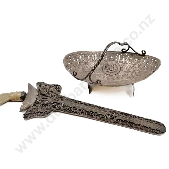 Decorative Letter Opener Together With Egyptian Basket