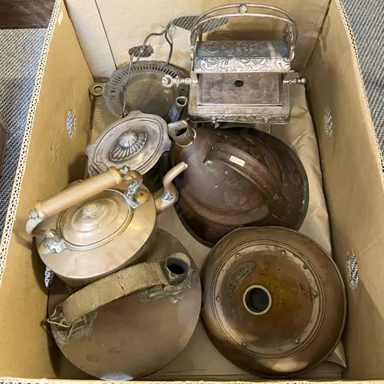 Box of Assorted Vintage Metalware