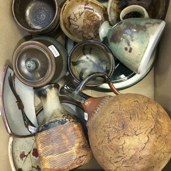 Box of Assorted NZ Pottery Incl. Janet Wright