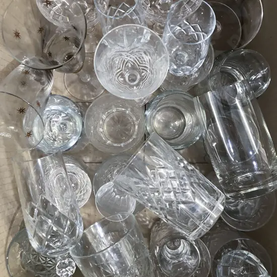 Box of Assorted Crystal and Glassware