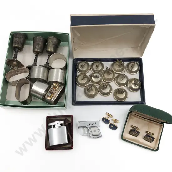 Small Quantity of Assorted Incl. Placeholders with Cufflinks and Napkin Rings Etc.