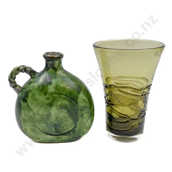 Whitefriars Glass Vase Together With Swedish Pottery Vase