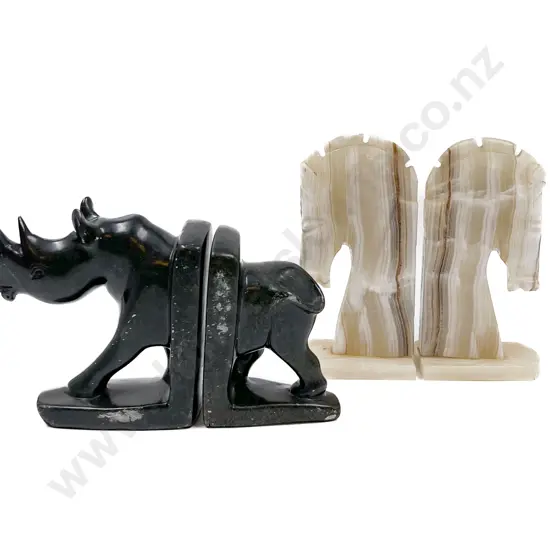 Two Pairs of Animal Form Hardstone Bookends