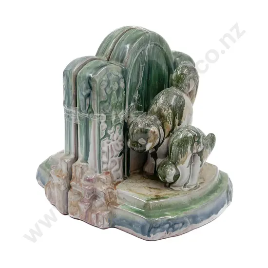 Japanese Glazed Pottery Bookends