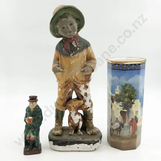 Two Figures Together With Octagonal Vase