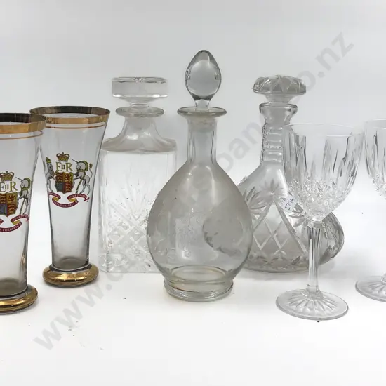 Quantity of Assorted Crystal and Glass Incl. Three Decanters