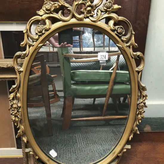 Gilt Framed Oval Wall Mirror