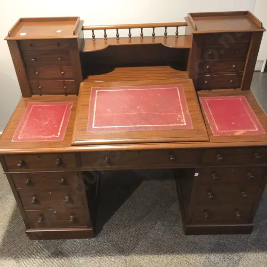 Victorian Style Mahogany Leather Topped Desk