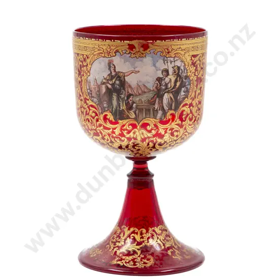 Large Venetian Ruby Glass Goblet