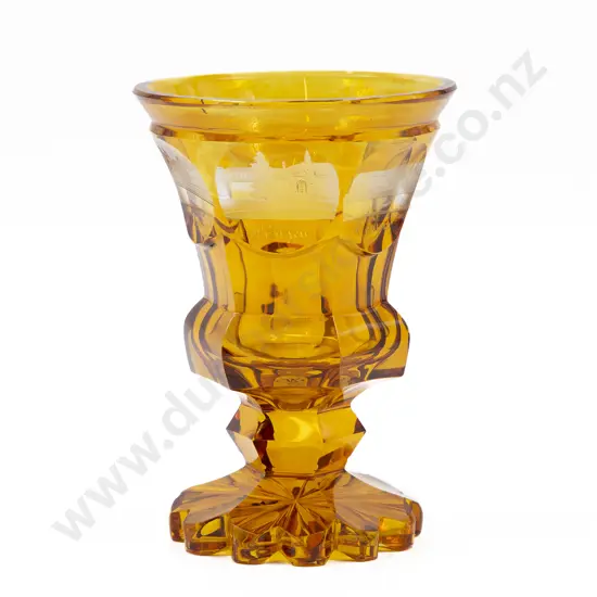 C19th German Faceted Amber Glass Vase