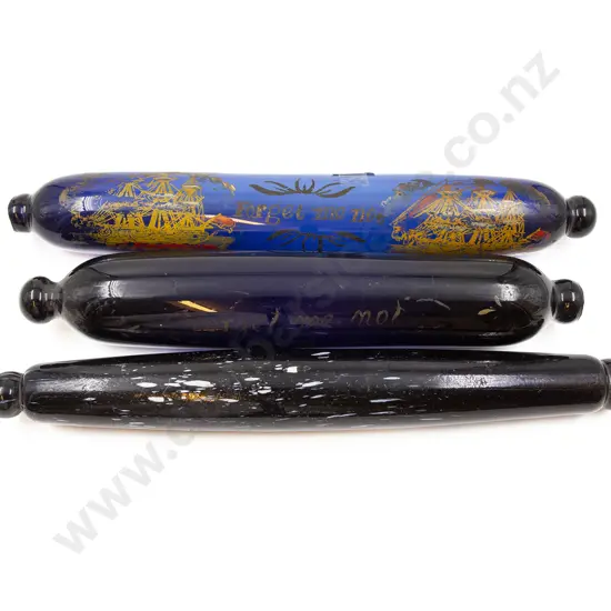 Three Blue Glass Rolling Pins