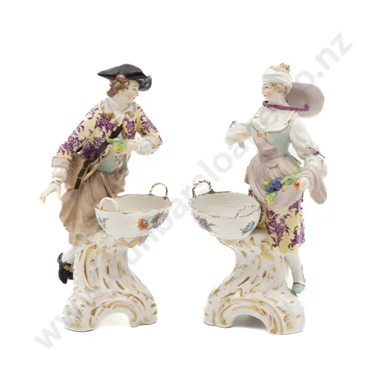Pair of C19th German Porcelain Figural Salts