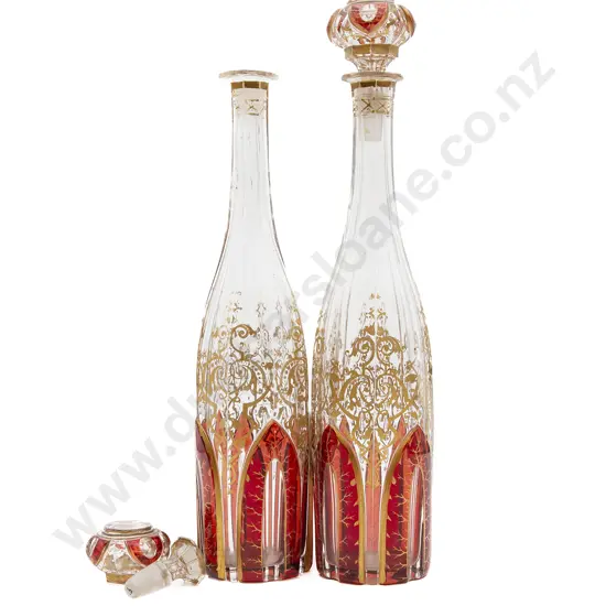 Pair of C19th Bohemian Glass Decanters and Stoppers