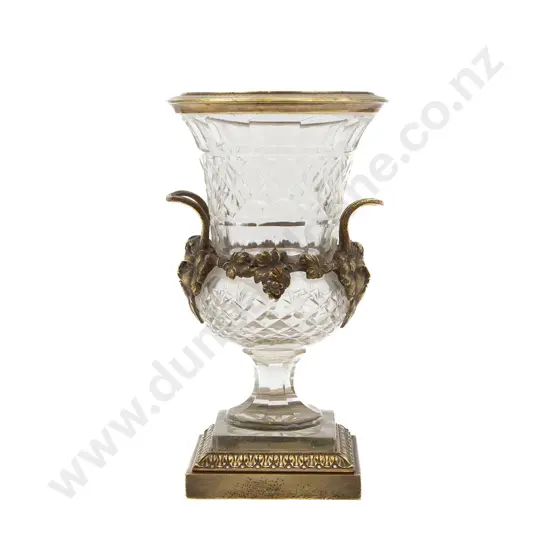 Late C19th Gilt Bronze and Cut Glass Vase