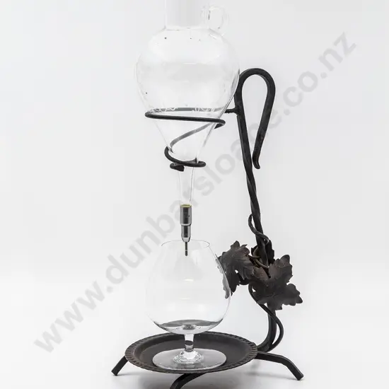 Glass Spirit Dispenser on Wrought Metal Stand
