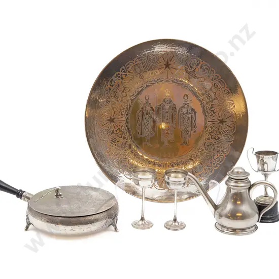 Limited Edition Reed & Barton's 1971 Christmas Plate and Small Group of S/P