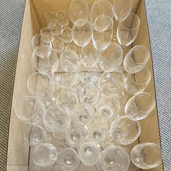 Box of Assorted Wine and Liqueur Glasses