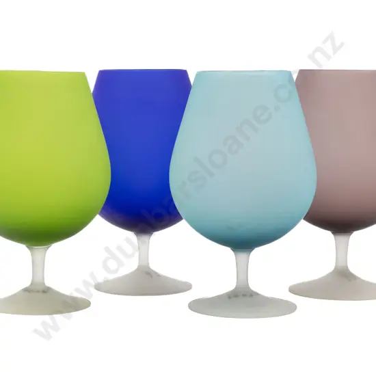 Four Large Coloured Glass Goblets