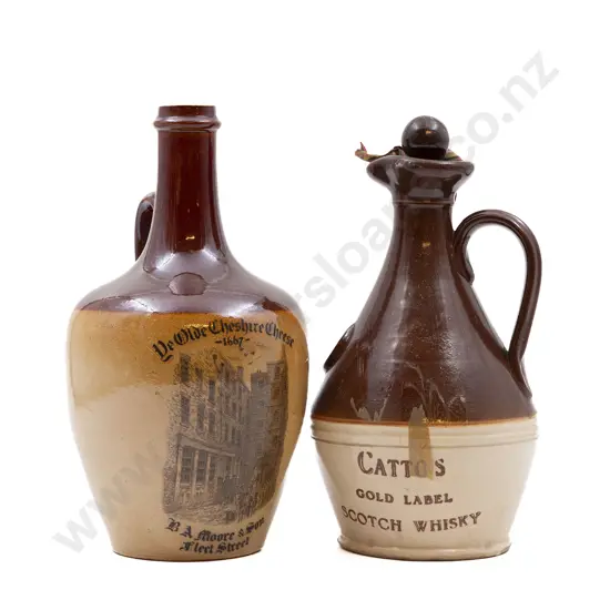 Two Stoneware Decanters
