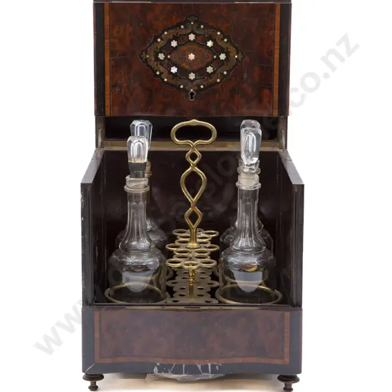 Victorian Burr Walnut Ebonized and Inlaid Decanter Box