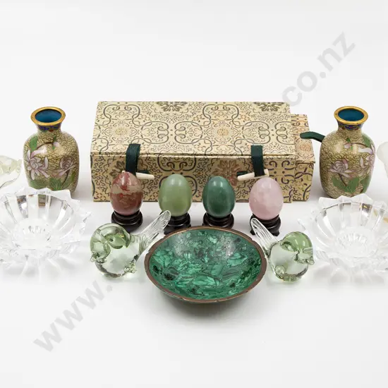 Small Box of Glass and Asian Ornaments