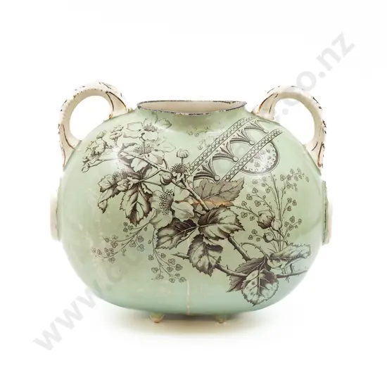 Victorian Floral Decorated Bag Form Vase