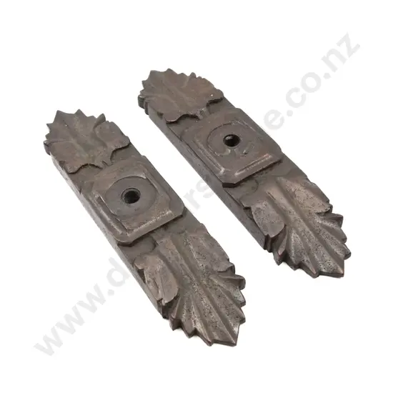 Pair of Cast Iron Stands with Leaf Form Ends