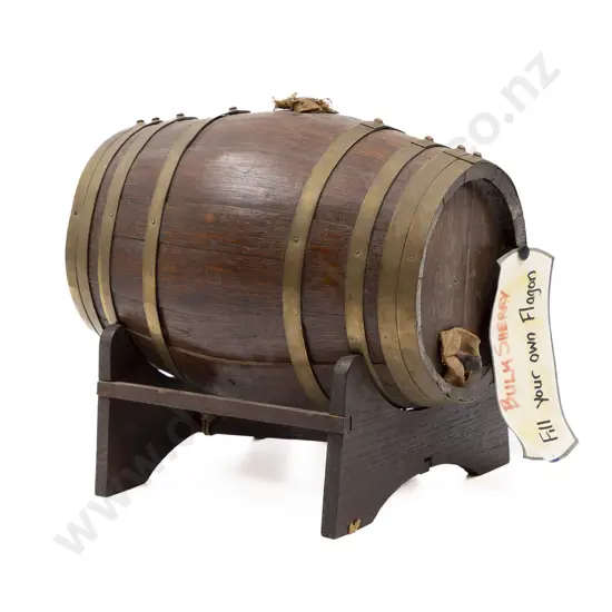 Brass Bound Oak Sherry Barrel and Stand