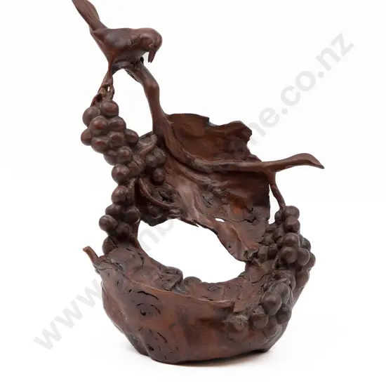 Bird Grapes and Vine Root Carving