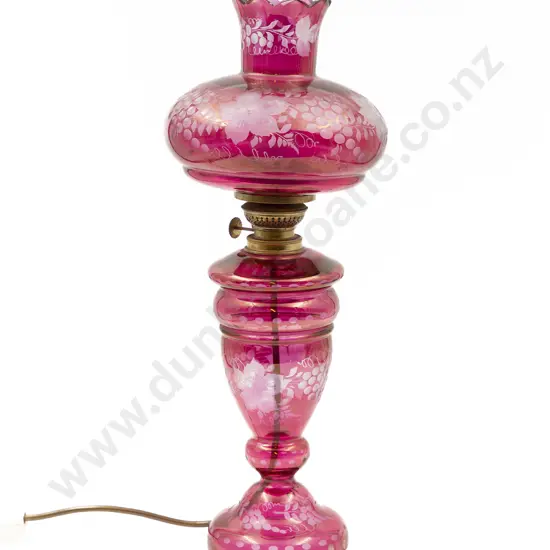 Bohemian Etched Glass Table Lamp