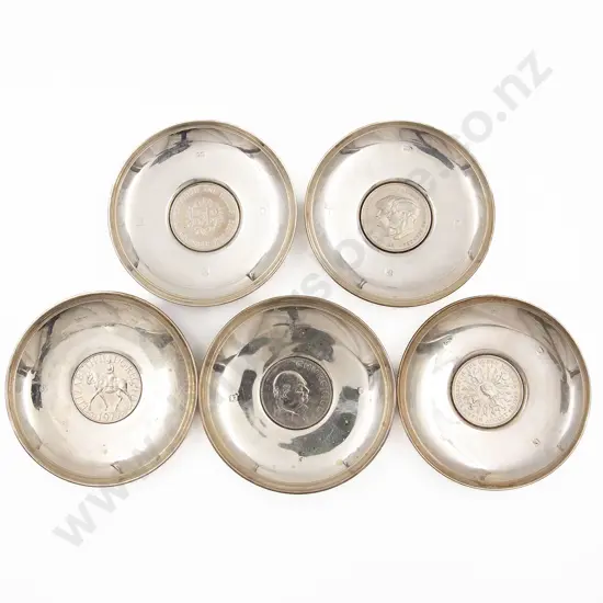 Five S/S Dishes with Inset Coins