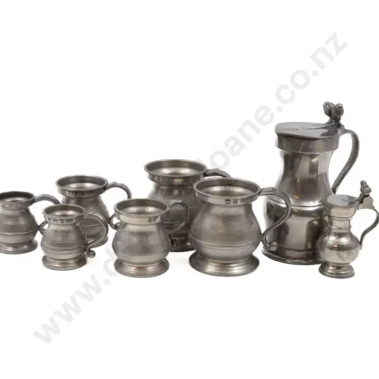 Eight Various Small Pewter Jugs and Measures