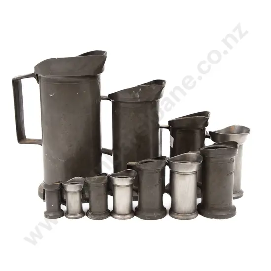 11 Graduated Pewter Measures