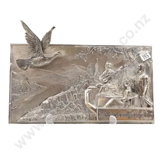 German Relief Cast Silver Plated Wall Plaque
