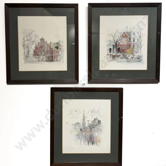 Set of Three Prints of Views in Amsterdam