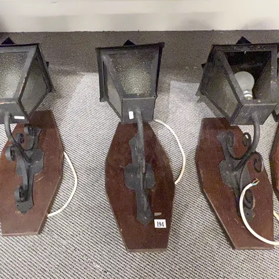 Five Wrought Metal Wall Lanterns